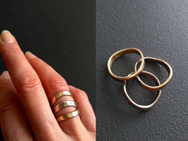 Anelli Anelli creati a mano con argille metalliche in bronzo color oro, argento e rame.