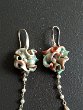 PEARLS FLOWER EARRINGS 01 Price 40€ - Flower pendants earrings in synthetic clay, glass pearls and natural micro-pearls.